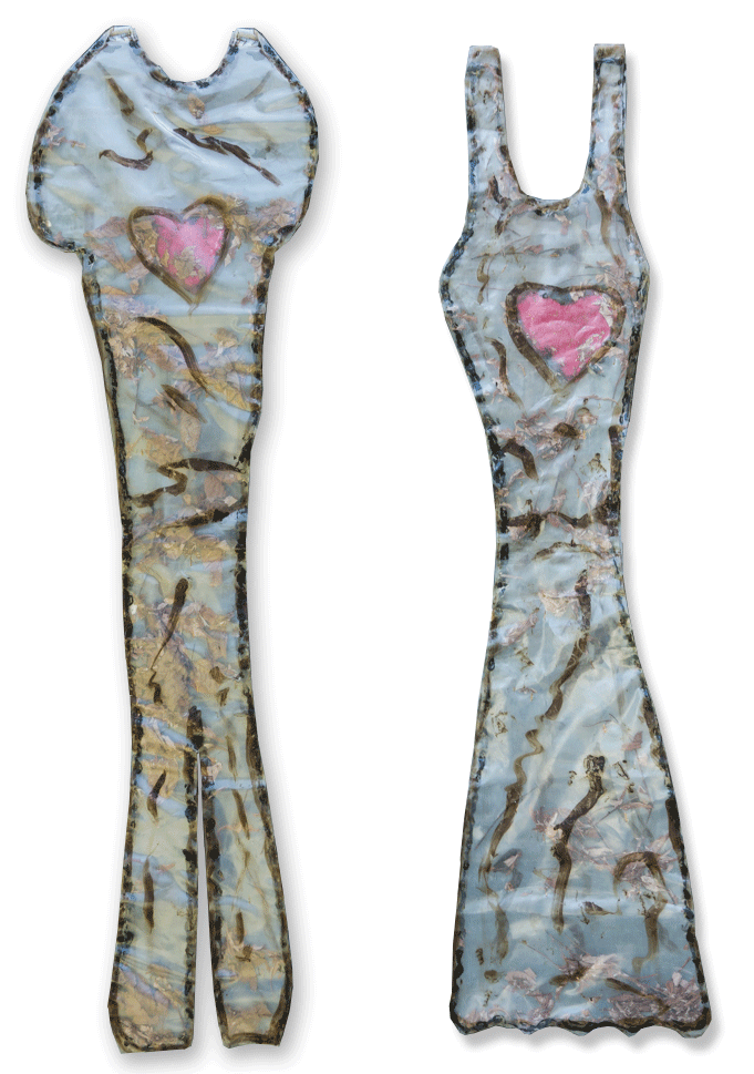 Giancarlo Lepore - “GARDNERS”,  cellofan e foglie altezza 120 cm, larghezza variabile, spessore 1cm, 2010