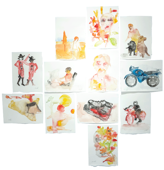 Giuseppe Cassibba - Life is life, 12 acquarelli su carta (watercolor paper), 28 x 38.5 cm